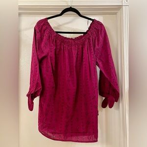 Westport burgundy eyelet blouse NWT size 1X